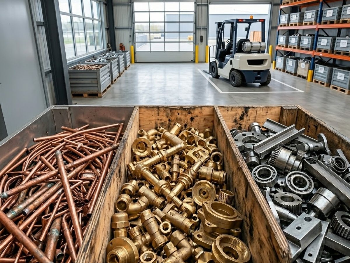 Sorted metal salvage inside the ISS recycling facility
